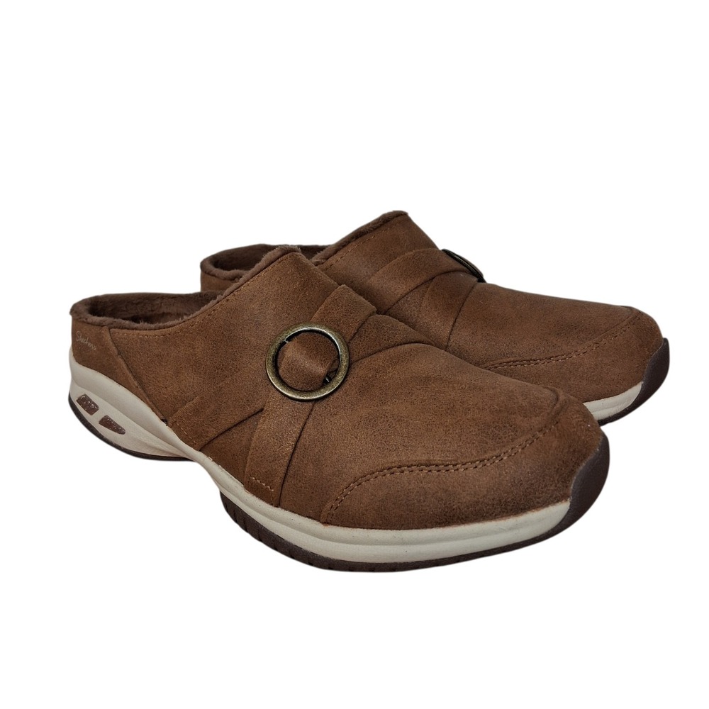 Skechers Commute Time Chenille-Lined Vegan Clogs Mules Chestnut Women's Size 6.5